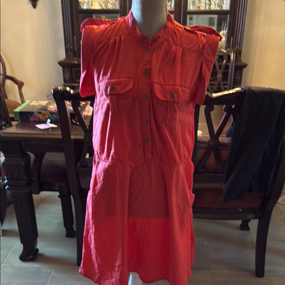 Speed Control Red Sleeveless Sundress with Mandarin Collar